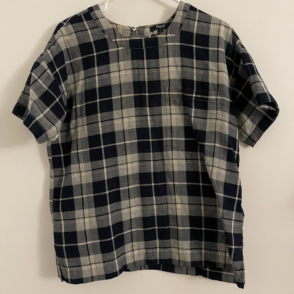 Madewell Blue/White Plaid Top Size Small